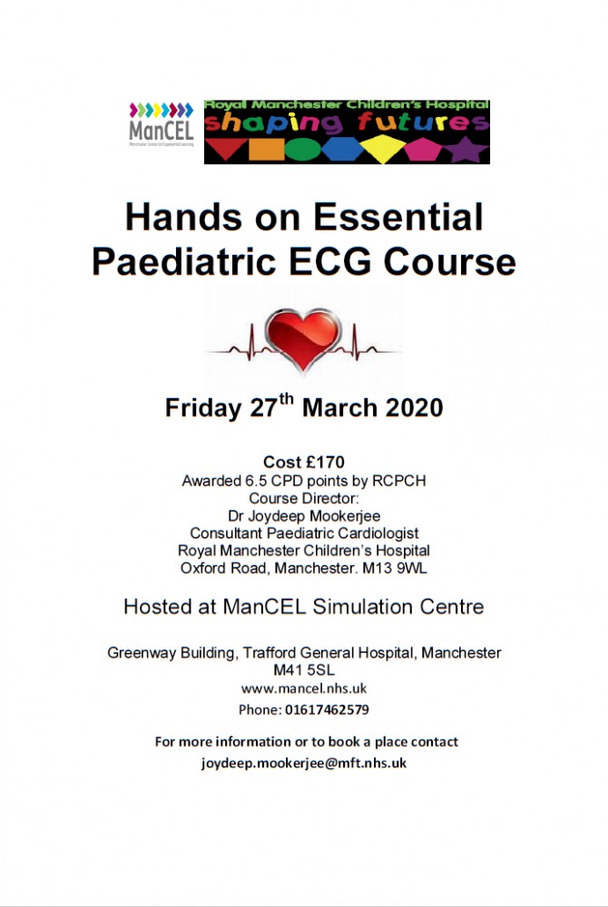 Hands on Essential Paediatric ECG Course Poster 27th March 2020 Paediatric ECG Course Poster